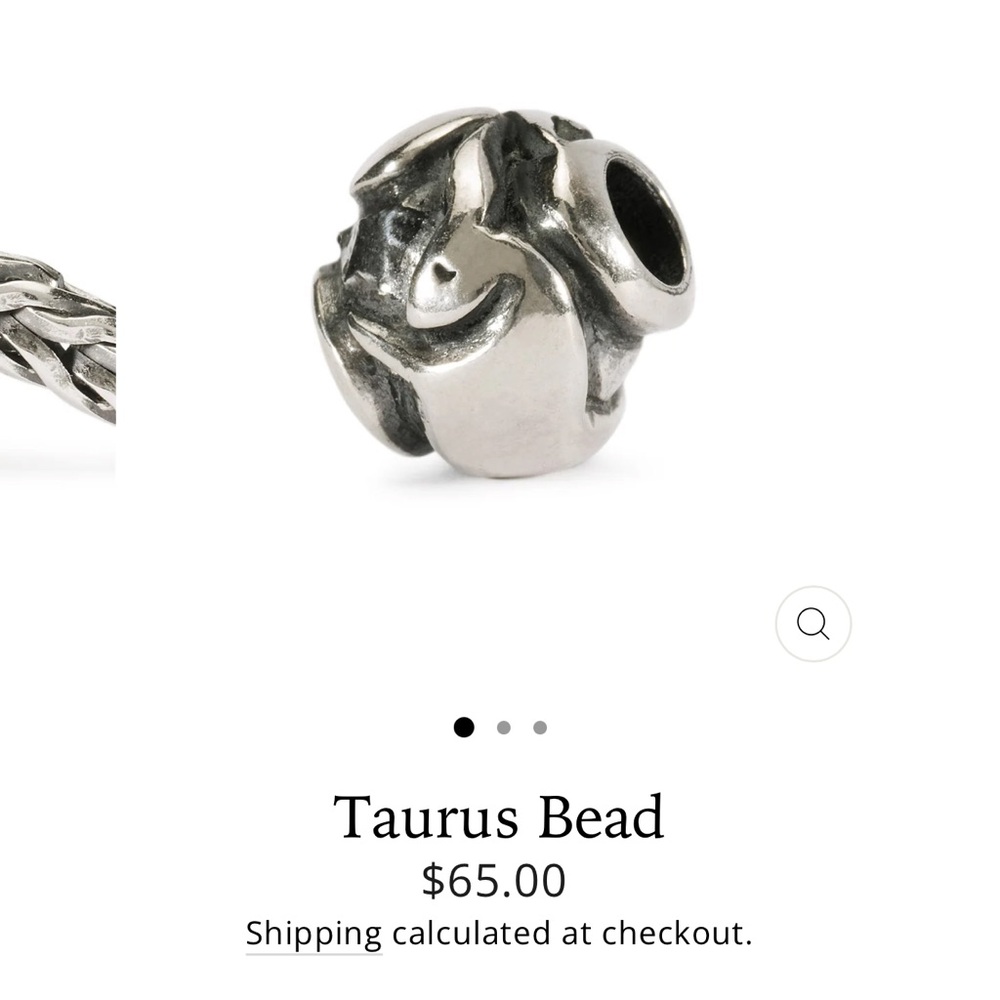 Trollbeads Silver Taurus Bead Zodiac Charm Bracelet Necklace Pendant